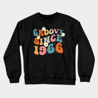 Groovy Since 1966 Retro Hippie Flower 56th Birthday Crewneck Sweatshirt